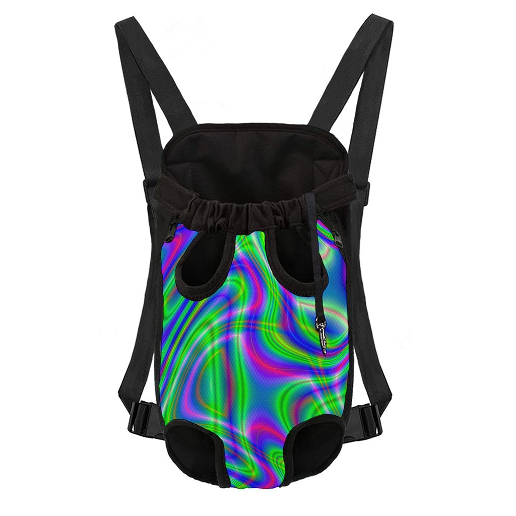 Neon Green Psychedelic Trippy Print Pet Carrier Backpack