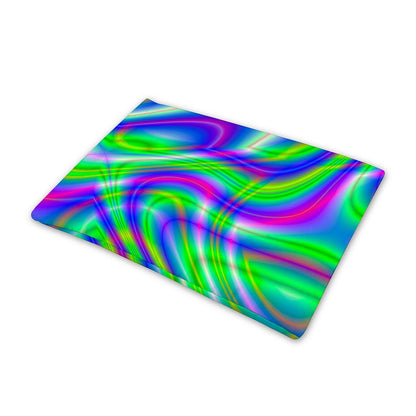 Neon Green Psychedelic Trippy Print Pet Cooling Mat Cover