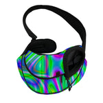 Neon Green Psychedelic Trippy Print Pet Sling Carrier