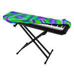 Neon Green Psychedelic Trippy Print Piano Keyboard Cover