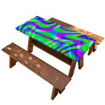 Neon Green Psychedelic Trippy Print Picnic Table Cover