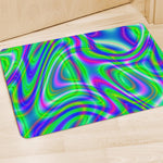 Neon Green Psychedelic Trippy Print Polyester Doormat