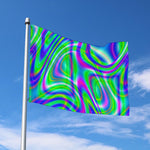 Neon Green Psychedelic Trippy Print Polyester Flag