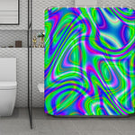 Neon Green Psychedelic Trippy Print Polyester Shower Curtain