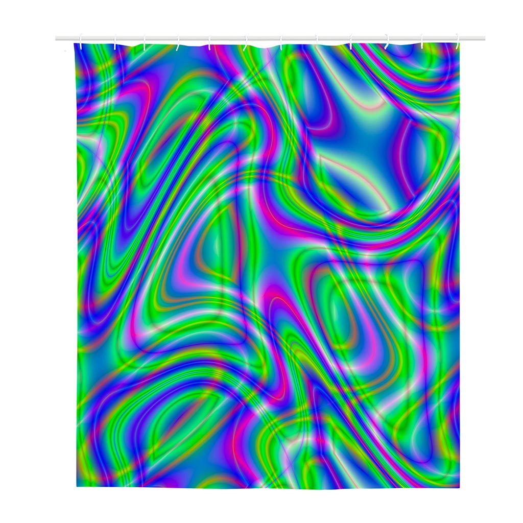 Neon Green Psychedelic Trippy Print Polyester Shower Curtain