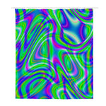 Neon Green Psychedelic Trippy Print Polyester Shower Curtain
