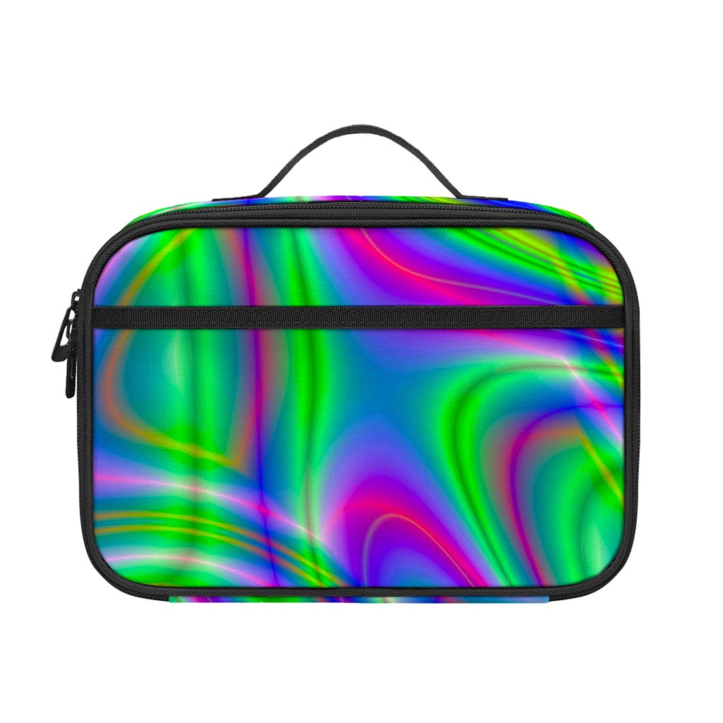 Neon Green Psychedelic Trippy Print Portable Lunch Bag