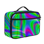Neon Green Psychedelic Trippy Print Portable Lunch Bag