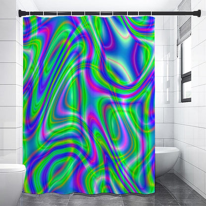Neon Green Psychedelic Trippy Print Premium Shower Curtain