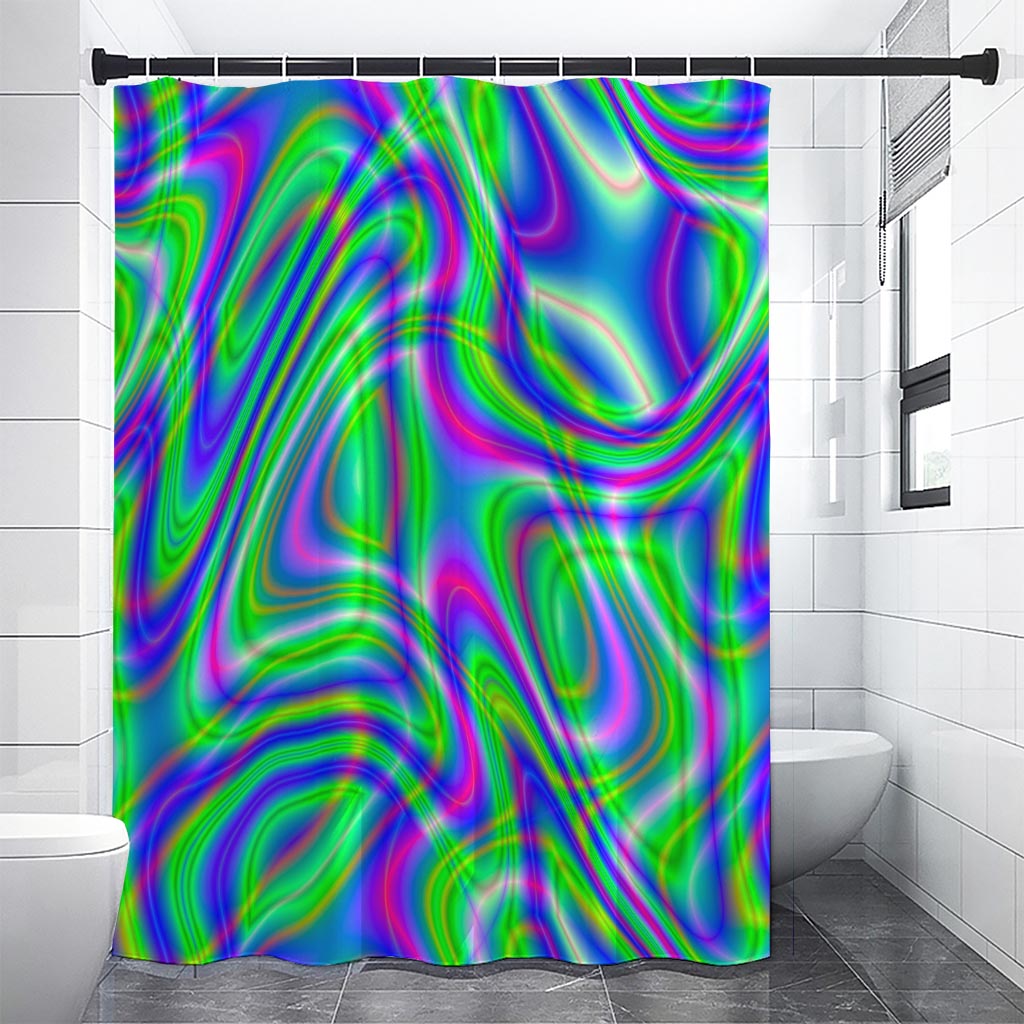 Neon Green Psychedelic Trippy Print Premium Shower Curtain