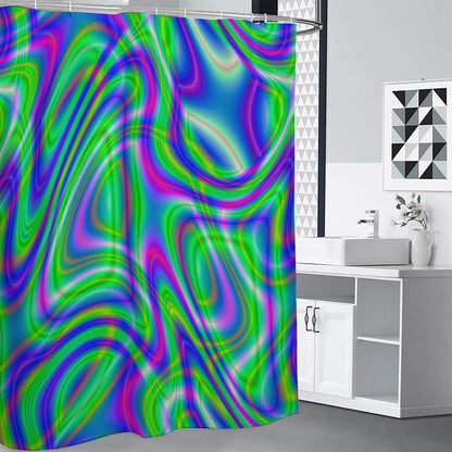 Neon Green Psychedelic Trippy Print Premium Shower Curtain