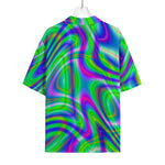 Neon Green Psychedelic Trippy Print Rayon Hawaiian Shirt