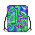 Neon Green Psychedelic Trippy Print Rectangular Crossbody Bag