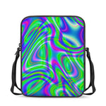 Neon Green Psychedelic Trippy Print Rectangular Crossbody Bag