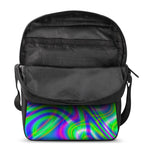 Neon Green Psychedelic Trippy Print Rectangular Crossbody Bag