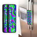 Neon Green Psychedelic Trippy Print Refrigerator Handle Covers