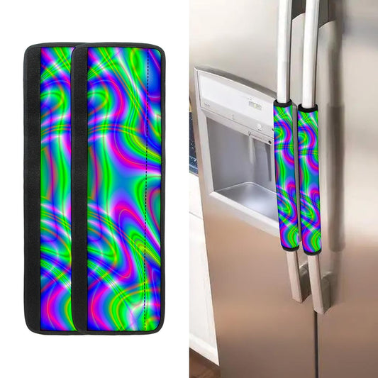 Neon Green Psychedelic Trippy Print Refrigerator Handle Covers