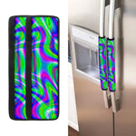 Neon Green Psychedelic Trippy Print Refrigerator Handle Covers