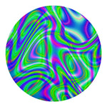 Neon Green Psychedelic Trippy Print Round Blanket