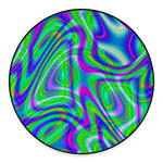 Neon Green Psychedelic Trippy Print Round Floor Mat