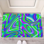 Neon Green Psychedelic Trippy Print Rubber Doormat