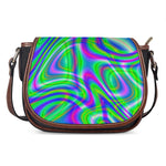 Neon Green Psychedelic Trippy Print Saddle Bag