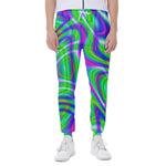 Neon Green Psychedelic Trippy Print Scuba Joggers