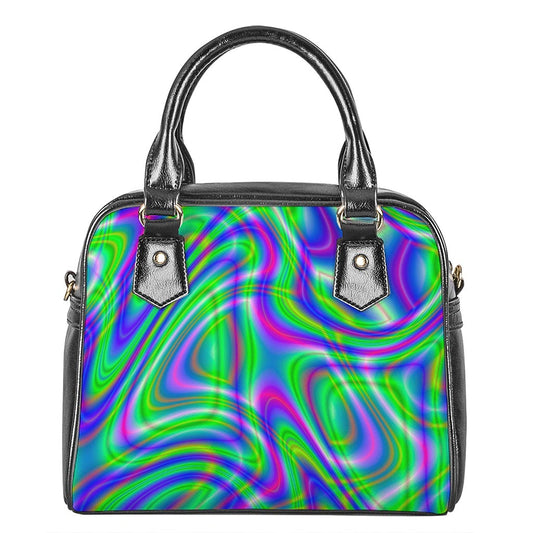 Neon Green Psychedelic Trippy Print Shoulder Handbag
