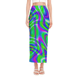 Neon Green Psychedelic Trippy Print Side Slit Maxi Skirt