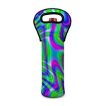 Neon Green Psychedelic Trippy Print Single Neoprene Wine Tote