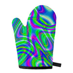 Neon Green Psychedelic Trippy Print Single Oven Mitt