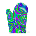 Neon Green Psychedelic Trippy Print Single Oven Mitt