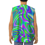 Neon Green Psychedelic Trippy Print Sleeveless Baseball Jersey