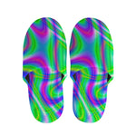 Neon Green Psychedelic Trippy Print Slippers