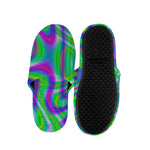 Neon Green Psychedelic Trippy Print Slippers
