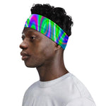 Neon Green Psychedelic Trippy Print Sports Headband