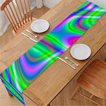 Neon Green Psychedelic Trippy Print Table Runner