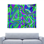 Neon Green Psychedelic Trippy Print Tapestry