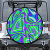 Neon Green Psychedelic Trippy Print Tire Cover