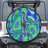 Neon Green Psychedelic Trippy Print Tire Cover With Camera Hole