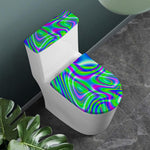 Neon Green Psychedelic Trippy Print Toilet Lid And Tank Cover Set