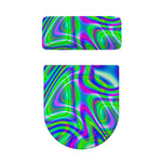 Neon Green Psychedelic Trippy Print Toilet Lid And Tank Cover Set