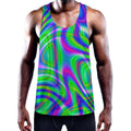 Neon Green Psychedelic Trippy Print Men's Workout Tank Top