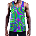 Neon Green Psychedelic Trippy Print Training Tank Top