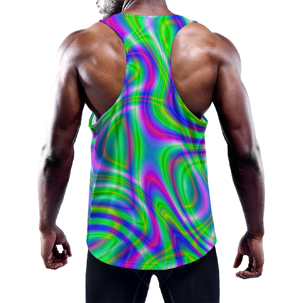Neon Green Psychedelic Trippy Print Training Tank Top