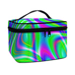 Neon Green Psychedelic Trippy Print Travel Makeup Bag