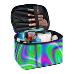 Neon Green Psychedelic Trippy Print Travel Makeup Bag