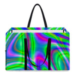 Neon Green Psychedelic Trippy Print Utility Tote Bag