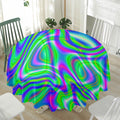 Neon Green Psychedelic Trippy Print Waterproof Round Tablecloth