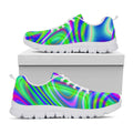 Neon Green Psychedelic Trippy Print White Running Shoes